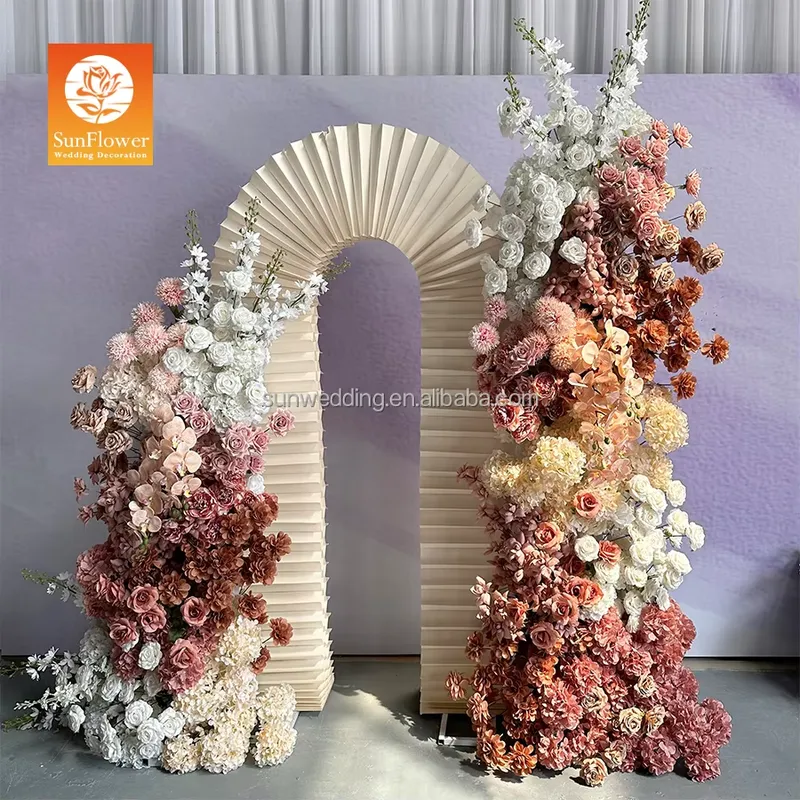 Wedding Arch Flower - قوس زهور حريرية معلق بإطار معدني
