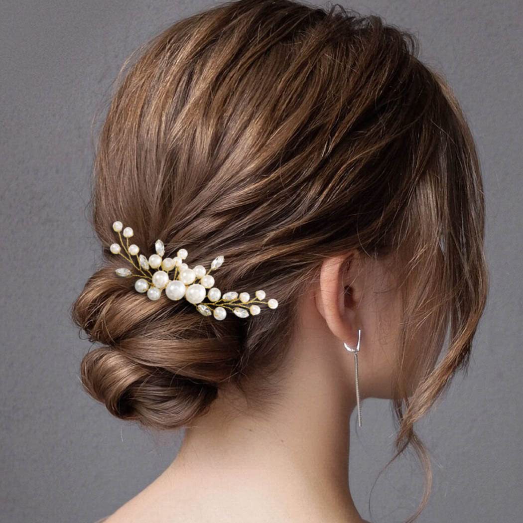 Wedding Supply Store - أمشاط شعر مصنوعة يدويًا من اللؤلؤ