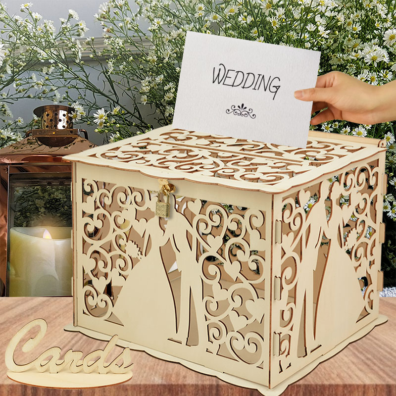 Wedding Supply Rentals - صناديق بطاقات هدايا الزفاف الخشبية مع