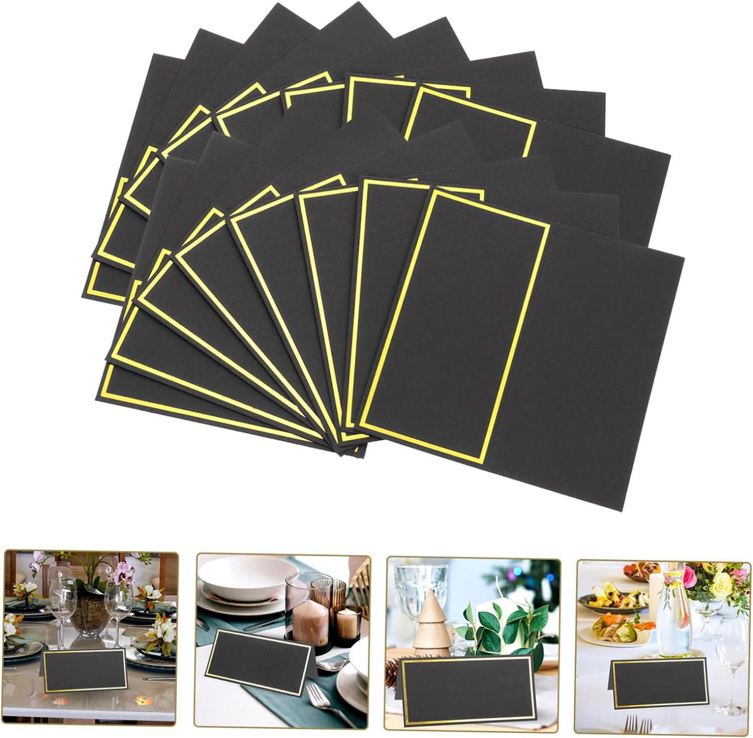 Table Number Gold - بطاقة اسم سوداء وذهبية ، بطاقة