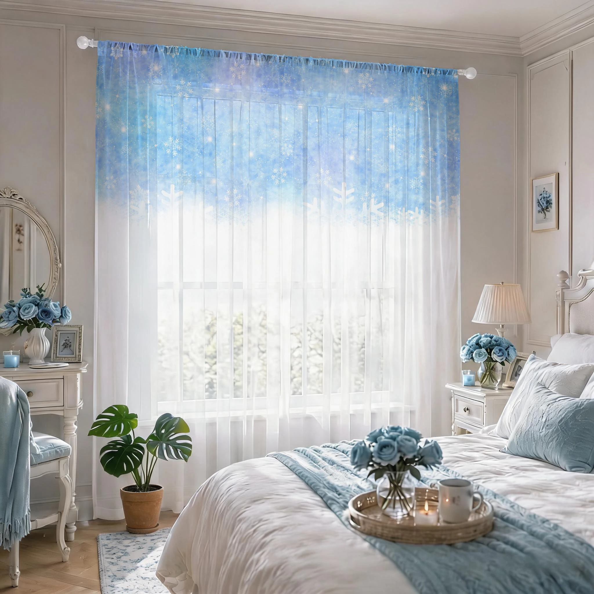 ستارة شفافة بنقشة زهور متدرجة، - مراجعة Good Floral & Wedding Decor Supply وسعره